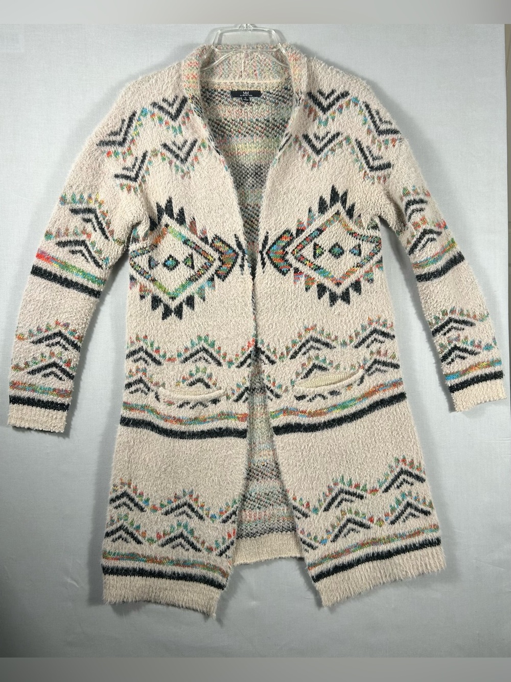 My Michelle Cowgirl Cardigan Womens Small Southwestern Aztec Duster Open Front